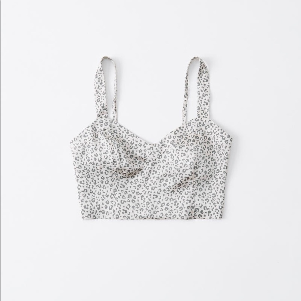 Abercrombie Satin Leopard Crop Top